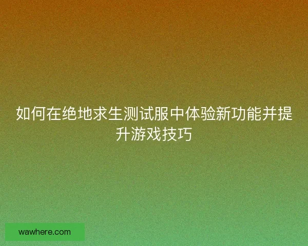如何在绝地求生测试服中体验新功能并提升游戏技巧