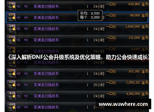 《深入解析DNF公会升级系统及优化策略，助力公会快速成长》
